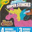 Crayola Super Stencils Magical Creatures Set (3ct), Large Sidewalk Chalk for Kids, Washable Sidewalk Chalk, Outdoor Toys, Ages 4+