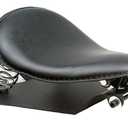 YHMOTO Motorcycle Solo Seat with Spring Base Black Leather Motorcycle Seat For Harley Yamaha Kawasaki Suzuki Sportster Bobber Chopper (12.2‘’)