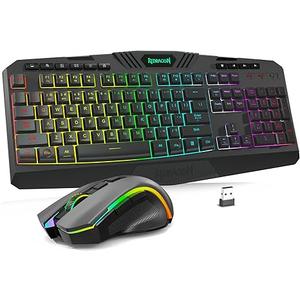 Redragon S101M-KS Gaming Keyboard and Mouse Wireless with Tri-Mode, RGB Keyboard and 4800 DPI Gaming Mouse, 10 Independent Multimedia Keys for Wins, PC, Computer, Wireless S101 Ideal for Gamer
