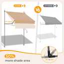 HOMEDEMO Manual Retractable Awning, 79" W x 118" H Foldable Side Bar 30-180, Outdoor Patio Awnings Height Adjustable 82-118", NO Drilling Awings for Backyard Garden Porch Outside Camel