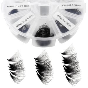 Premade Fans Eyelash Extension 500 Fans Handmade Loose Volume Lashes 20D Pre-made Fans 0.07mm Thickness C/D Curl 9-16mm/13-20mm Mixed Volume Eyelash Extensions (500PCS-20D-0.07-C, 9-16mm mixed)