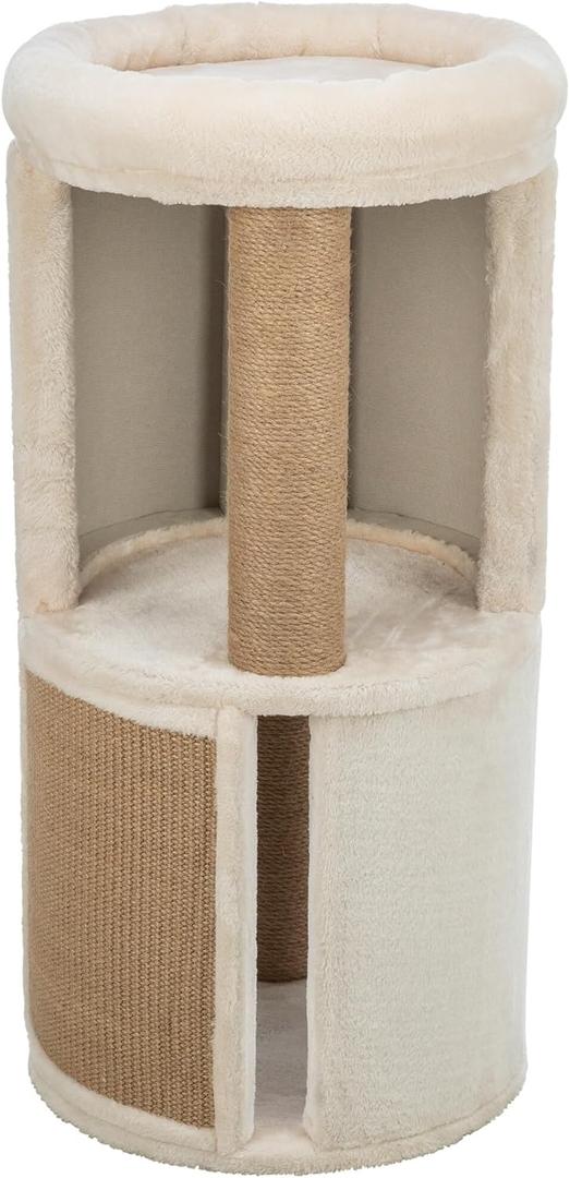 TRIXIE Giorgia 32-in Cat Tower, Combo Plush & Sisal Covered Surfaces, Scratching Posts, Indoor Cat Condo with Padded Bed