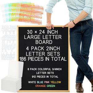 BBTO Large Felt Letter Board Sign 24 x 30 Inch, Changeable Letter Board with Boxes, Large Felt Menu for Restaurant Announcements, Restaurant Menus, (Black)