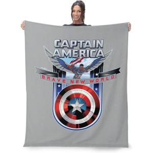 NORTHWEST Marvel Captain America Brave New World Silk Touch Throw Blanket, Cozy for All Seasons, Lightweight for Couch, Sofa, Boys Girls Bedding, 50X60 Inches