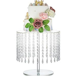 Acrylic Cake Stand, Round Crystal Cake Stands, Acrylic Crystal Chandelier Cake Holder Cupcakes Serving Plate for Wedding Birthday Party Table Decoration (Large)