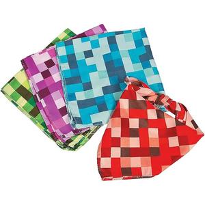 Fun Express - Pixel Checker Bandanas - Apparel Accessories - Hats - Bandannas -  Blue and Green, 10 Pieces