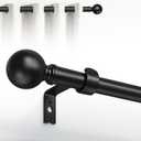 Hei!Dear Black Curtain Rods for window 20 to 40 Inches(1.67-3.33 Feet), Adjustable 5/8 inch, Heavy Duty Decorative Drapery Rods,Small Window Rods Set,Size: 18"-45",Matte Black