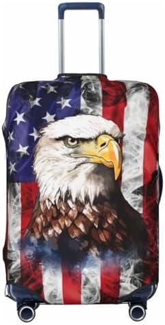 Guiteinyi American Flag Bird Luggage Cover for Suitcase Elastic Non Scratch Travel Protector Travel Washable Suitcase Cover Fits 18-32 Inch Luggage