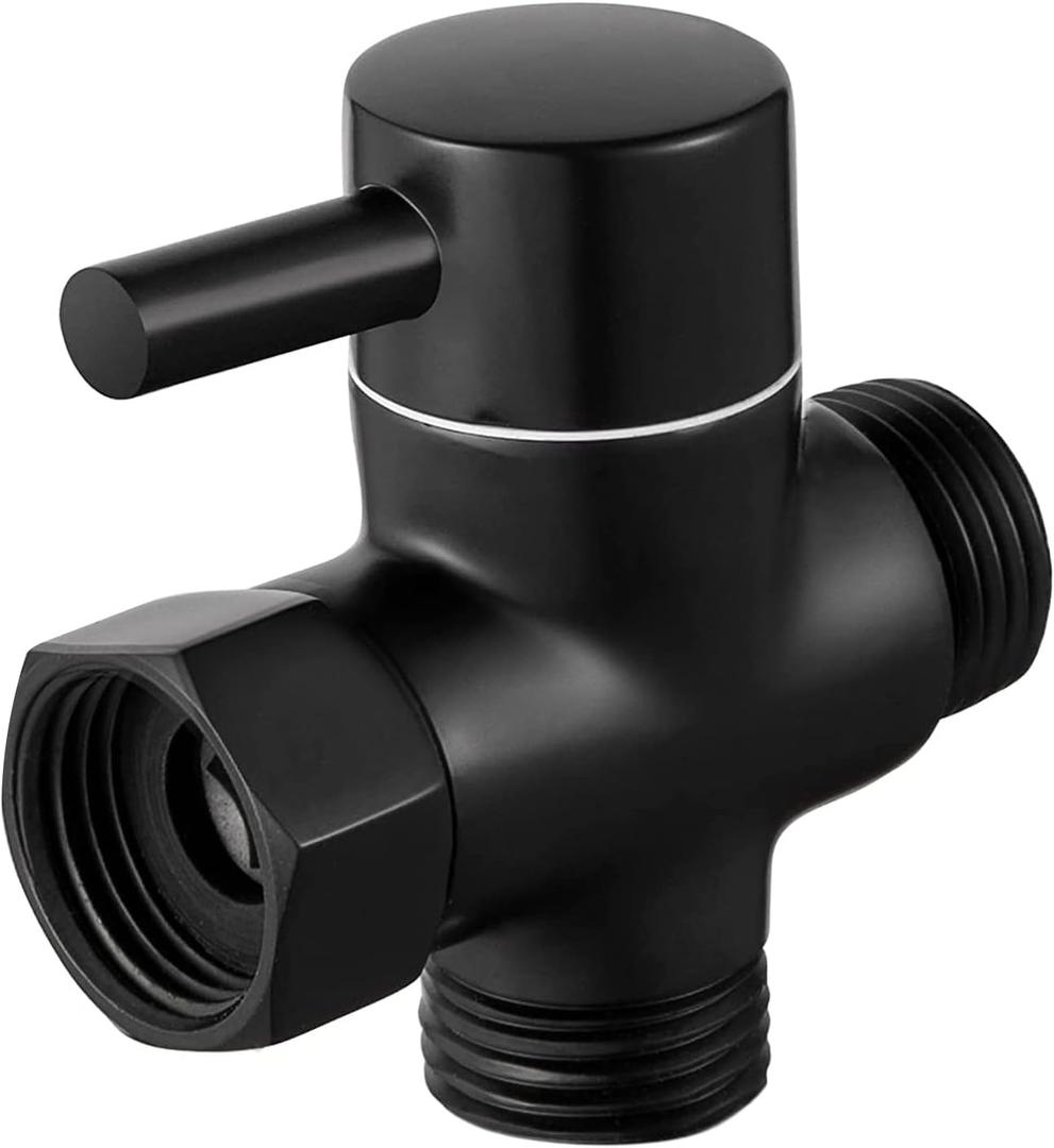 Solid Brass 3-way G1/2 Shower Diverter (Matte Black)