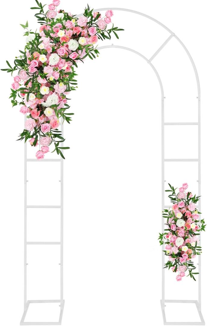Gawicpy U-Shaped Metal Arched Flower Rack Perfect for Wedding Decorations and Celebrations 7.2 x 4.2 FT Wedding Arch Frame for Birthdays, Parties, and More (White)