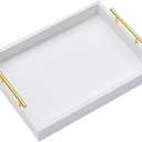 16"x12" Serving Trays with Handles, White Decorative Serving Tray, Ottoman Trays, Living Room, Bathroom, and Outdoors Decorative Trays (White)