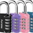 Puroma 4 Pack Combination Lock Multicolor for Locker 4 Digit Outdoor Waterproof Padlock for School, Gym, Sports, Fence, Toolbox, Gate, Case, Outdoor, Hasp Storage (Black, Purple, Pink, Peacock Blue)