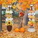Moxweyeni 2 Sets 40" Fall Decorative Yard Signs with Stakes, Plastic Sunflowers Pumpkins Garden Yard Stake Decor for Home Lawn Pathway Front Door Fall Harvest Thanksgiving Standing