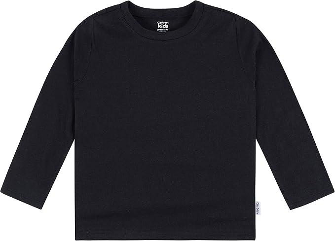 Gerber Baby Toddler 4-Pack Solid Long Sleeve T-Shirts Jersey 160 GSM (2T, Black)