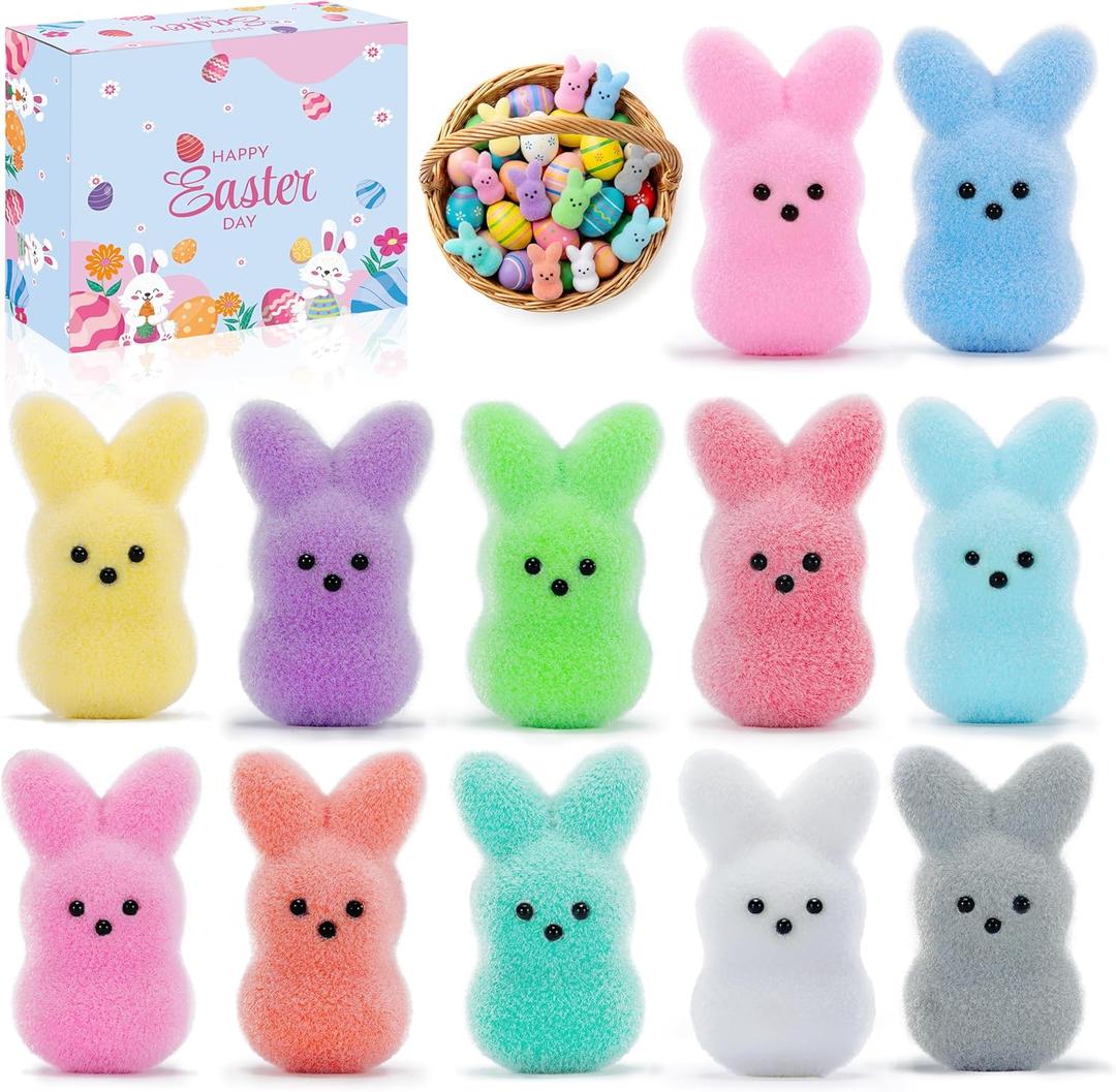Easter Basket Stuffers for Kids,Easter Egg Fillers, Cute Bunny Toys Easter Gifts for Kids, Party Favors Classroom Exchange, Easter Decorations (12PCS)