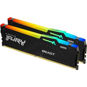 Kingston FURY Beast RGB 32GB (2x16GB) 5200MT/s DDR5 CL36 Desktop Memory Kit of 2 | Infrared Sync Technology | AMD Expo | Plug N Play | KF552C36BBEAK2-32