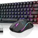 RedThunder K84 Wireless Keyboard and Mouse Combo, Rainbow Backlit Rechargeable Battery, 75% Layout TKL Ultra Compact Gaming Keyboard & Lightweight 3200 DPI Honeycomb Optical Mouse (Black)