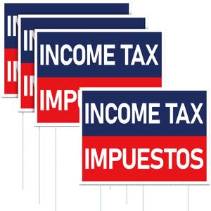 Jetec 3 Piece Tax Service Yard Sign 16"x12" Income Tax Impuestos Yard Sign with Stakes, Double Sided Printed Arrow Directional Signs for Season Outdoor Advertising & Lawn Business Signage
