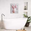 LB Pink Floral Wall Art for Bathroom Garden Plant Pink Cherry Blossom Flower Canvas Wall Art Wall Paintings Home Decor Vintage Wall Pictures for Living Room Bedroom Office Ready To Hang,16x20 Inch