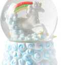 Elanze Designs Rainbow Unicorns 100MM Sturdy Resin Glitter Water Wind Up Musical Snow Globe Tabletop Dresser Nightstand Figurine Decoration Plays Tune You are My Sunshine