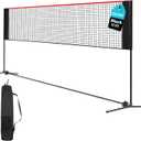 OLIXIS Portable Badminton Net, Height Adjustable Volleyball Net, Badminton Net with Carry Bag, Volleyball Net for Pool, BackyardGame Indoor Outdoor Use (17FT, Red)