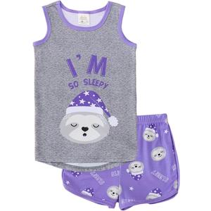 MyFav Big Kids Girls Sleeveless Sleepwears Hearts Shape Striped Pajama Nightgown (Gray)