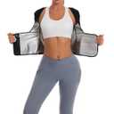 2 x Dokelovy Sauna Suit Waist Trainer for Women, Sweat Sauna Shirt Short Sleeves with Velcro Waist Cincher Body Shaper, L