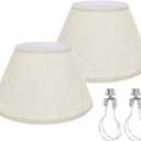 Small Beige Lamp Shades Set of 2, 5.5" Top X 10" Bottom X 6.6" High, Seaside village Table lamp, Floor Lamps, Pendant Light, Wall Light Replacement Lampshade, Clip on Adapters Included