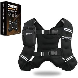 ZUETK Weighted Vest, 6lb/8lb/12lb/16lb/20lb/25lb/30lb Weight Vest with Reflective Stripe, Weighted Vest for Men Women Workout Equipment for Strength Training, Running, Jogging, Fitness, Weight Loss
