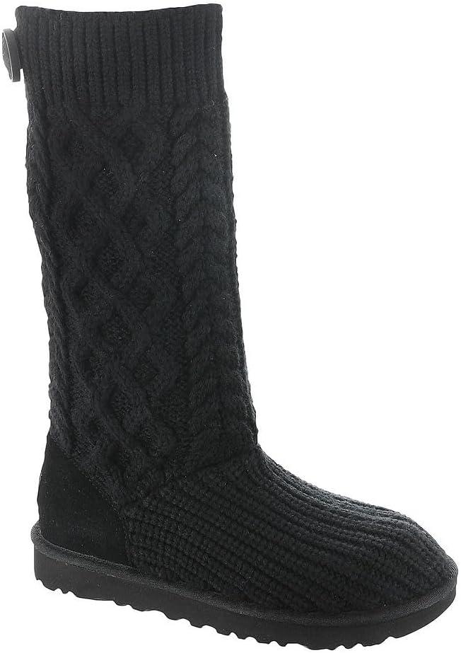 UGG Women's Classic Cardi Cabled Knit Boot (8, Black)
