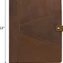Jack&Chris Leather Portfolio, A4 Document Folder Legal Pad Padfolio, Professional Writing Letter Notepad Clipboard Sleeve Organizer, Resume Folio Binder for Men&Women,Brown
