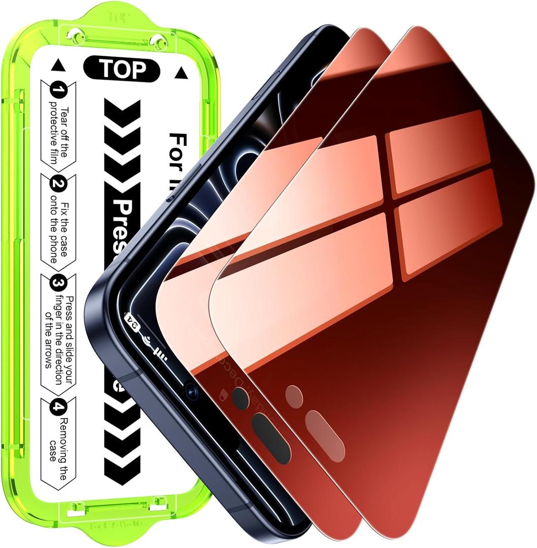 Esanik [2-Pack for iPhone 17 Pro Sunset Color Privacy Screen Protector - Gradient Purple Anti-Spy Tempered Glass, Anti-Blue Light, Pink Military-Grade 9H Hardness,Shatterproof, Flawless Fit Tray