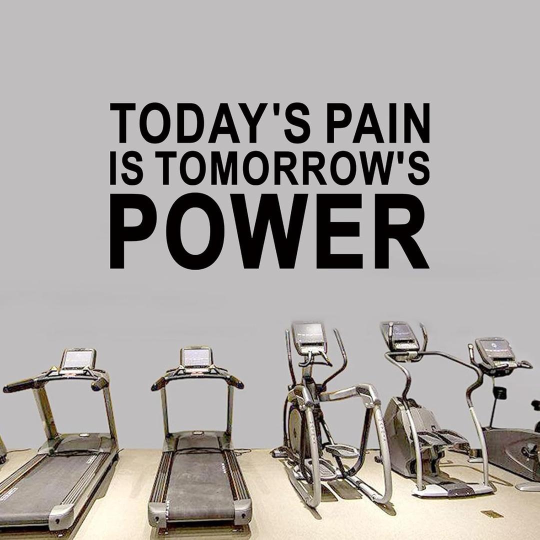 Inspirational Quotes Wall Decals for Gym: Motivational Vinyl Art Wall Stickers for Office Garage Classroom School - Todays Pain is Tomorrows Power 28.6" X 15"