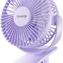 Gaiatop Portable Clip on Fan Battery Operated, Small Powerful 3 Speed Quiet 360 Rotate, USB Rechargeable Mini Personal Cooling Fan for Desk Table Home Office Stroller Camping Women Gifts Purple