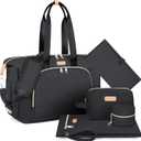ITIEZY Diaper Bag Tote for Baby - Large Mommy Bag with Portable Changing Pad Pacifier Case, Hospital Bags Travel Baby Bag (Medium, A1-black-7pcs)