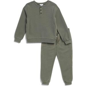 Splendid Boys' Adventure Long-Sleeve Thermal Henley Top and Jogger Pants