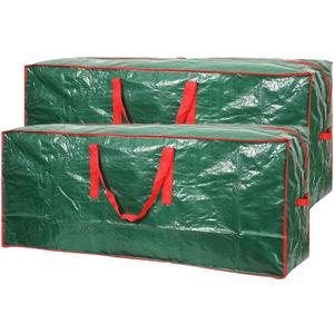 Christmas Tree Storage Bag- 2 pack - Fits Up to 7.5ft Xmas Disassembled Trees with Durable Reinforced Handles & Dual Zipper -Waterproof Material Protects from Dust,Moisture(Green, 7.5ft)