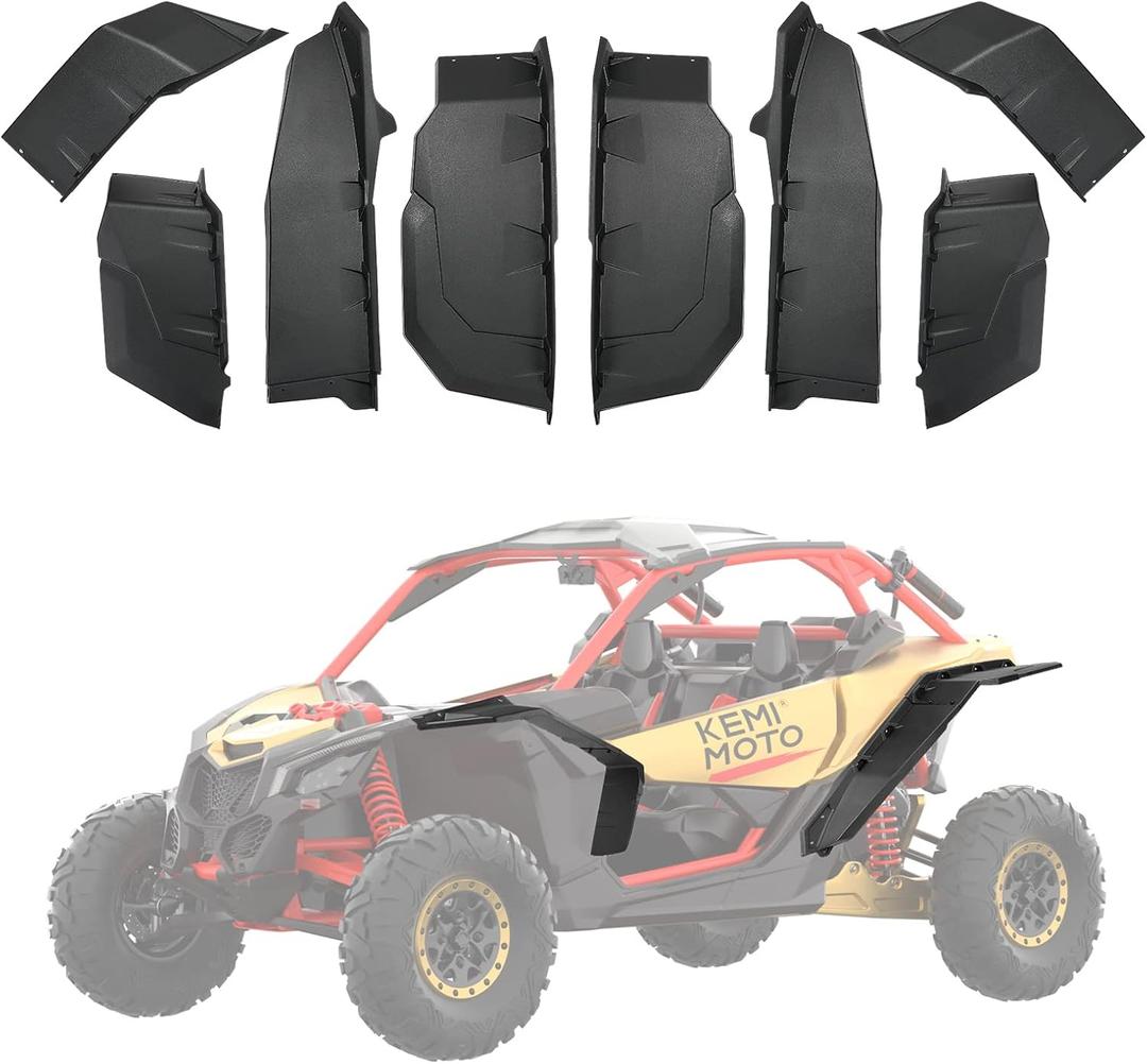 KEMIMOTO Wider X3 Fender Flares, Upgraded Ultra Wide Mud Guards Extended Front and Rear Compatible with 2017-2025 Can Am X3 & Max OEM Replacement #715002973