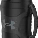 Under Armour Half Gallon Water Bottle Insulated, 64oz Insulated Water Bottle with Handle, Fence Hook, Leak Resistant, for Baseball, Football & More - Black/Black