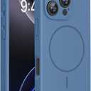Miracase Magnetic for iPhone 16 Pro Max Case, [Soft Anti-Scratch Microfiber Lining], Compatible with MagSafe, Liquid Silicone Case Shockproof Drop Protection Phone Case for 16 ProMax,Glass Blue