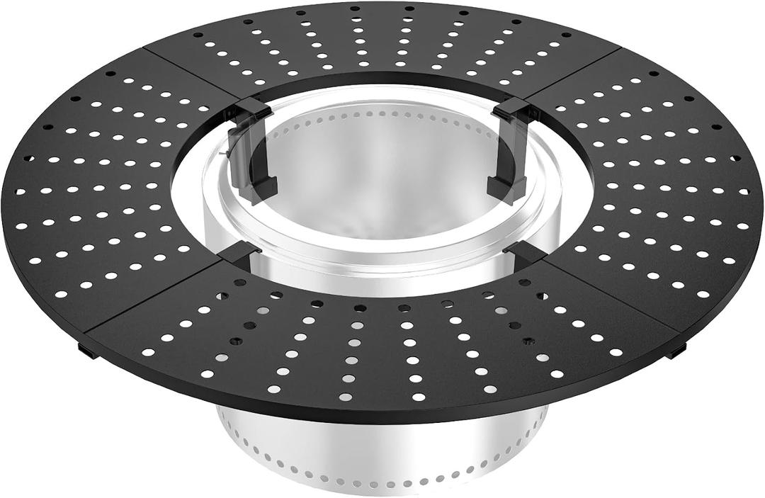onlyfire Direct Mount Tabletop for Solo Stove Bonfire 19.5 inch Fire Pit, 40 inch Round Heat-Resistant Surround Tray, 4-Piece Modular Patio Snack Table for Drinks & Food, Solo Stove Accessories