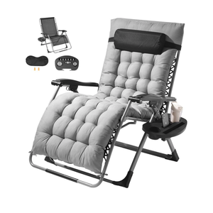 VEVOR Zero Gravity Chair, 33 inch Zero Gravity Recliner Lounge Chair for Indoor and Outdoor, Adjustable Anti Gravity Chair with Cushion, Headrest, Footrest, and Cupholder, 500 lbs, Gray