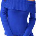PRETTYGARDEN Off The Shoulder Sweater for Women 2026 Fall Fashion Cute Long Sleeve Tops Winter Ribbed Pullover Knit Outfits (M)