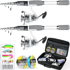 Ghosthorn Fishing Rod and Reel Combo Carbon Fiber Telescopic Fishing Pole Carrier Bag Portable Kit Saltwater Freshwater, 1.8m 6ft