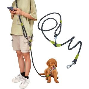 pawstrip Hands Free Dog Leash Crossbody Dog Running Leash Handsfree Pet Rope for Hiking Training Heavy Duty Reflective Pet Walking Belt (Black)