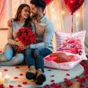 Valentines Day Pillow Covers 18x18 Set of 4 Romantic Throw Pillow Covers Cushion Covers for Sofa Bed Couch Anniversary Wedding Home Decor for Living Room Pink Plaid Love