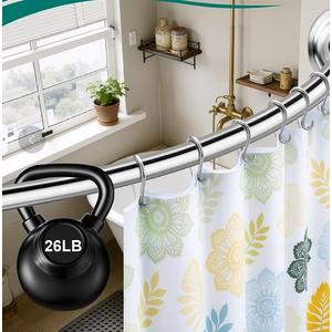Curved Shower Curtain Rod Stainless Steel Curved Shower Rod 50-72 Inch Adjustable Round Shower Curtain Rod Heavy Duty Tension Shower Rods for Bathroom Non-Slip Chrome