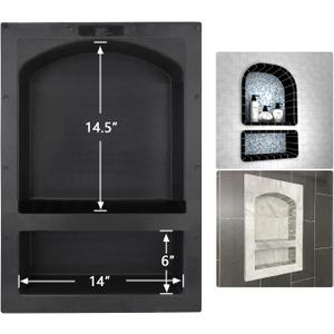 Uni-Green Recessed Shower Niche 17X25 Arch Double Shelf-Shower Cube for Organizer Storage or Shampoo and Toiletry Storage