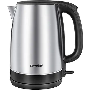 COMFEE' 1.7L Stainless Steel Electric Tea Kettle, BPAFree Hot Water Kettle Electric with LED Light, Auto ShutOff and BoilDry Protection, 1500W Fast Boil Electric Kettle