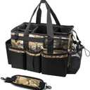 SCAVATA Wearable Cleaning Caddy Organizer with Handle & Shoulder Straps for Housekeepers, Under Sink & Car Cleaning Tool Organizer Bag with 4 Foldable Dividers (Camouflage)